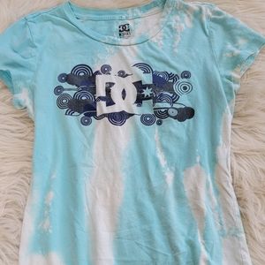 DC Shoes Tee Tie Dye Blue White Graphic T-Shirt M